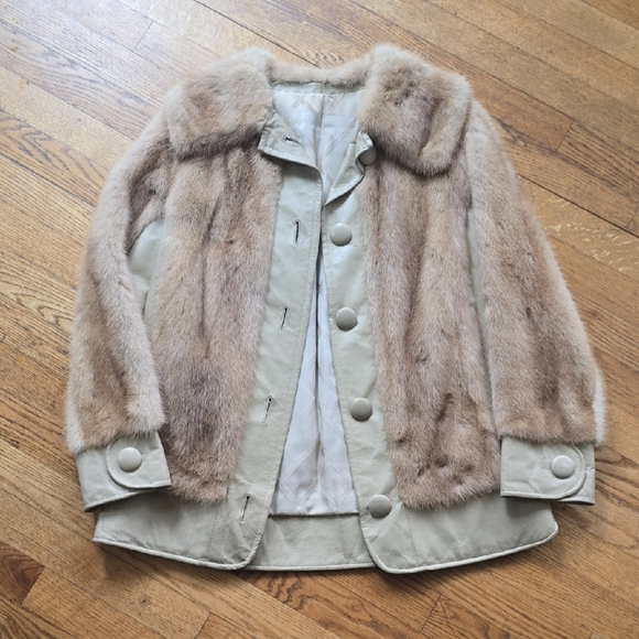 No Brand Jackets & Blazers - Vintage Mink and Leather Jacket